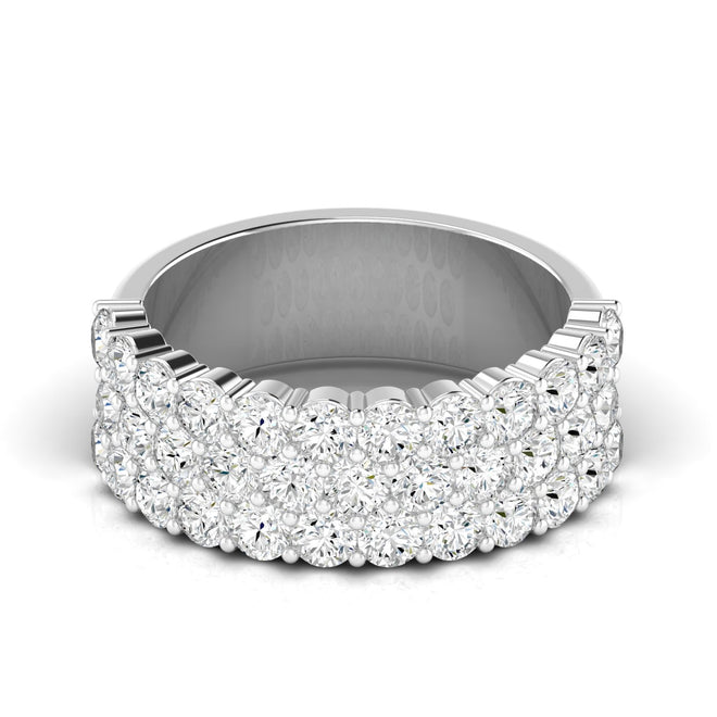 Lab Grown Three-Row Diamond Ring (2.00 Carats Total Weight F+ Color-VS+ Clarity)