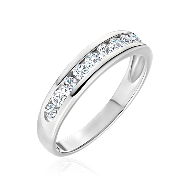 Estate White Gold Channel Set Diamond Ring.