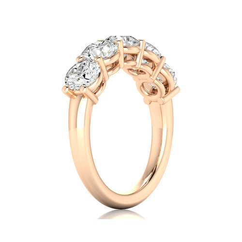 14 Karat 5-Stone Round Lab Grown Diamond Ring (2.50 TCW F+ Color-VS2+ Clarity) - Paul Nudelman Jewellers