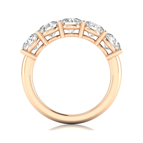 14 Karat 5-Stone Round Lab Grown Diamond Ring (2.50 TCW F+ Color-VS2+ Clarity) - Paul Nudelman Jewellers