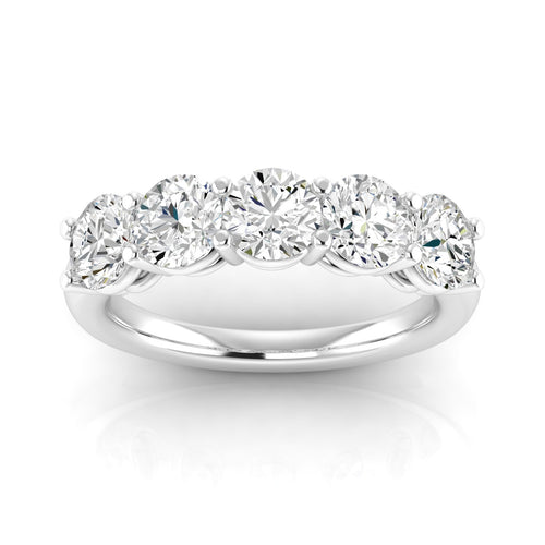 14 Karat 5-Stone Round Lab Grown Diamond Ring (2.50 TCW F+ Color-VS2+ Clarity) - Paul Nudelman Jewellers