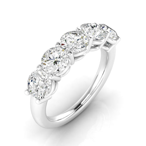 14 Karat 5-Stone Round Lab Grown Diamond Ring (2.50 TCW F+ Color-VS2+ Clarity) - Paul Nudelman Jewellers