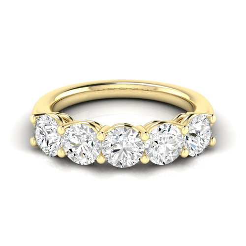 14 Karat 5-Stone Round Lab Grown Diamond Ring (2.50 TCW F+ Color-VS2+ Clarity) - Paul Nudelman Jewellers