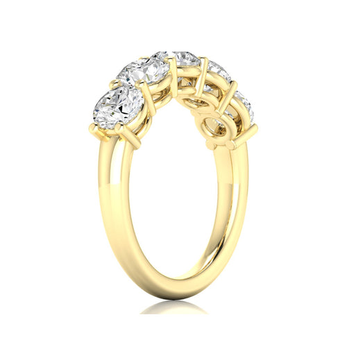 14 Karat 5-Stone Round Lab Grown Diamond Ring (2.50 TCW F+ Color-VS2+ Clarity) - Paul Nudelman Jewellers