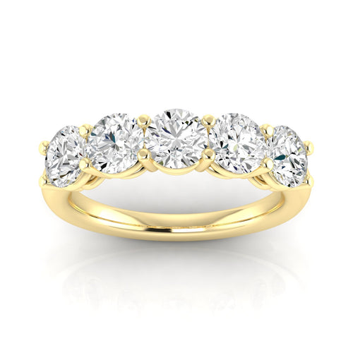 14 Karat 5-Stone Round Lab Grown Diamond Ring (2.50 TCW F+ Color-VS2+ Clarity) - Paul Nudelman Jewellers