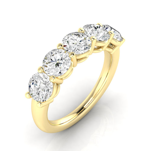 14 Karat 5-Stone Round Lab Grown Diamond Ring (2.50 TCW F+ Color-VS2+ Clarity) - Paul Nudelman Jewellers