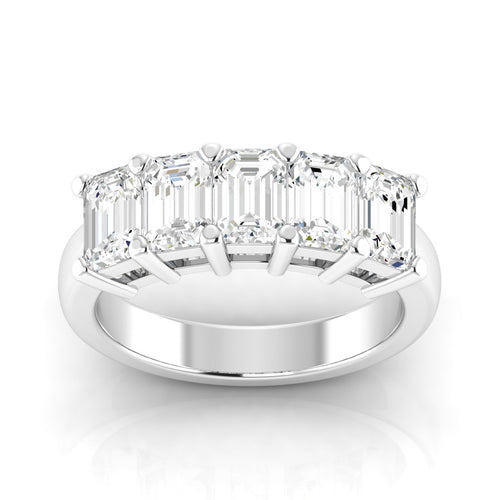 14 Karat Lab Grown Emerald-Cut 5-Stone Ring (2.50 Total Carat WeightF+ Color-VS+Clarity)