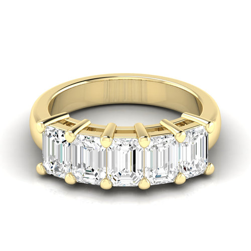 14 Karat Lab Grown Emerald-Cut 5-Stone Ring (2.50 Total Carat WeightF+ Color-VS+Clarity)