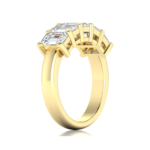 14 Karat Lab Grown Emerald-Cut 5-Stone Ring (2.50 Total Carat WeightF+ Color-VS+Clarity)