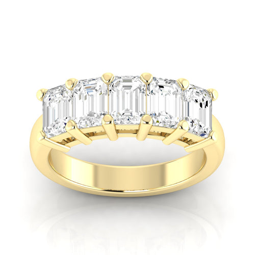 14 Karat Lab Grown Emerald-Cut 5-Stone Ring (2.50 Total Carat WeightF+ Color-VS+Clarity)