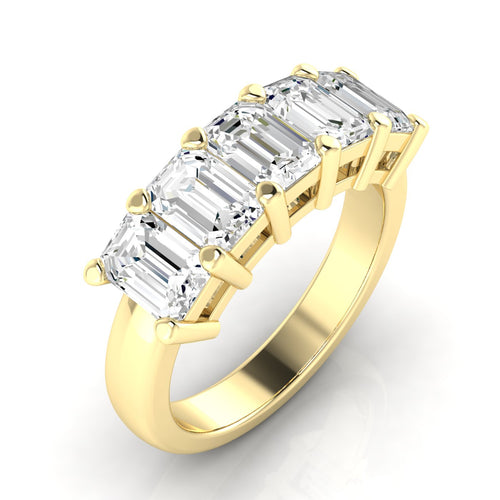14 Karat Lab Grown Emerald-Cut 5-Stone Ring (2.50 Total Carat WeightF+ Color-VS+Clarity)