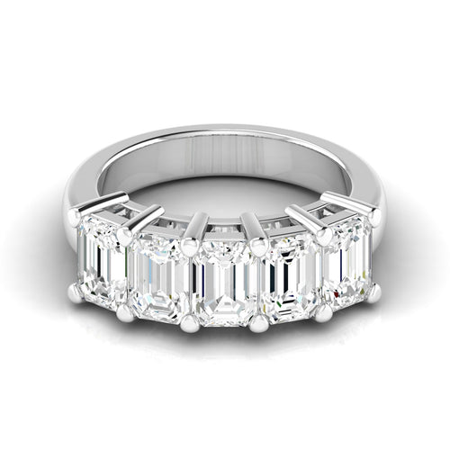 14 Karat Lab Grown Emerald-Cut 7-Stone Ring (3.50 Total Carat Weight F+Color-VS+Clarity)