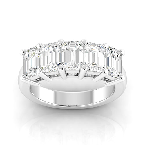 14 Karat Lab Grown Emerald-Cut 7-Stone Ring (3.50 Total Carat Weight F+Color-VS+Clarity)