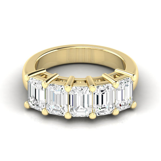 Lab Grown Emerald-Cut 5-Stone Ring (3.50 Total Carat Weight F+ Color-VS+Clarity)