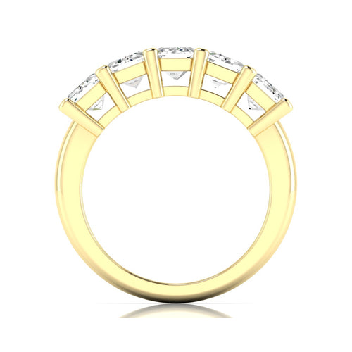 14 Karat Lab Grown Emerald-Cut 7-Stone Ring (3.50 Total Carat Weight F+Color-VS+Clarity)