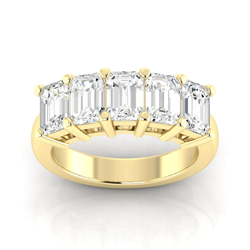 14 Karat Lab Grown Emerald-Cut 7-Stone Ring (3.50 Total Carat Weight F+Color-VS+Clarity)