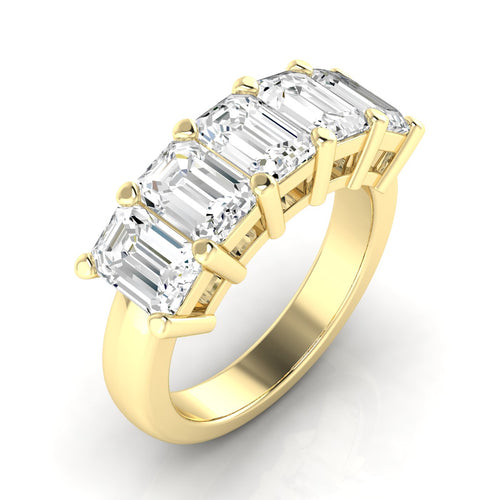 14 Karat Lab Grown Emerald-Cut 7-Stone Ring (3.50 Total Carat Weight F+Color-VS+Clarity)