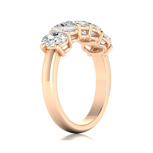14 Karat 5-Stone Oval Basket Lab Grown Diamond Ring