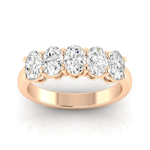 14 Karat 5-Stone Oval Basket Lab Grown Diamond Ring