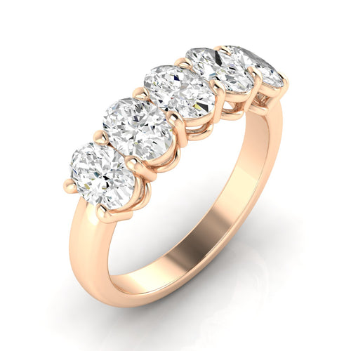 14 Karat 5-Stone Oval Basket Lab Grown Diamond Ring