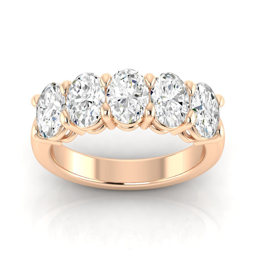 14 Karat 5-Stone Oval Basket Lab Grown Diamond Ring