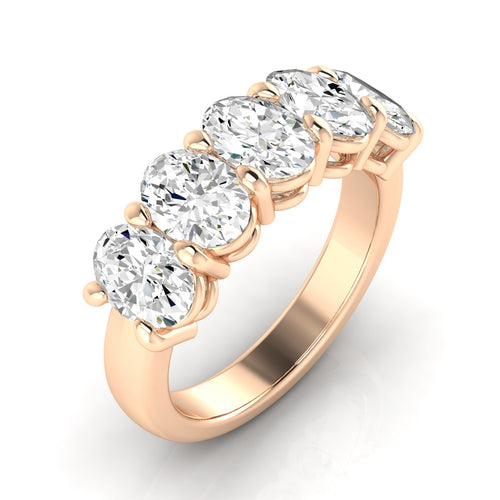 14 Karat 5-Stone Oval Basket Lab Grown Diamond Ring