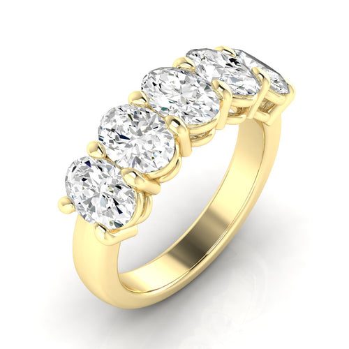 14 Karat 5-Stone Oval Basket Lab Grown Diamond Ring