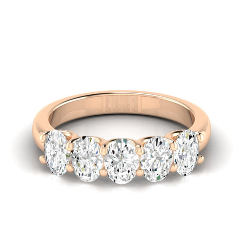 14 Karat Five- Stone U Shaped Oval Lab Grown Diamond Ring(F+Color -VS+ Clarity)