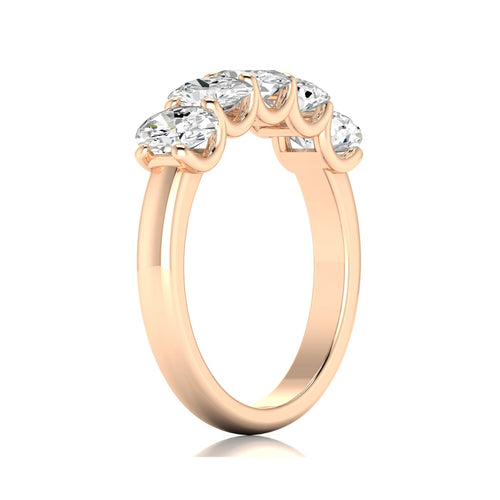 14 Karat Five- Stone U Shaped Oval Lab Grown Diamond Ring(F+Color -VS+ Clarity)