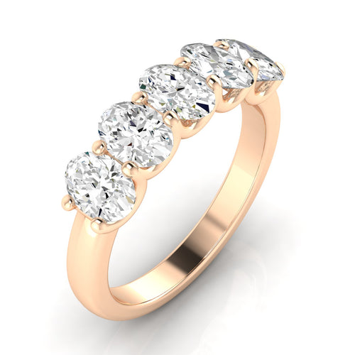 14 Karat Five- Stone U Shaped Oval Lab Grown Diamond Ring(F+Color -VS+ Clarity)