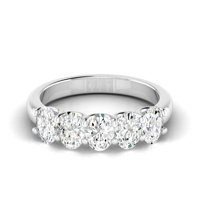 14 Karat Five- Stone U Shaped Oval Lab Grown Diamond Ring(F+Color -VS+ Clarity)
