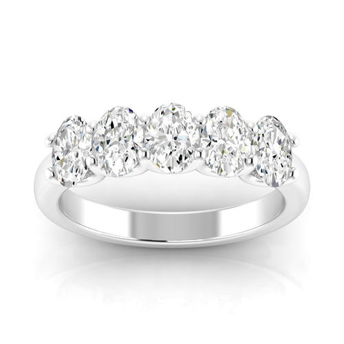 14 Karat Five- Stone U Shaped Oval Lab Grown Diamond Ring(F+Color -VS+ Clarity)