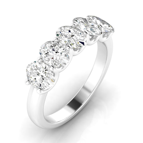 14 Karat Five- Stone U Shaped Oval Lab Grown Diamond Ring(F+Color -VS+ Clarity)