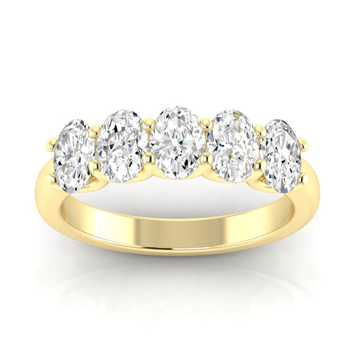 14 Karat Five- Stone U Shaped Oval Lab Grown Diamond Ring(F+Color -VS+ Clarity)