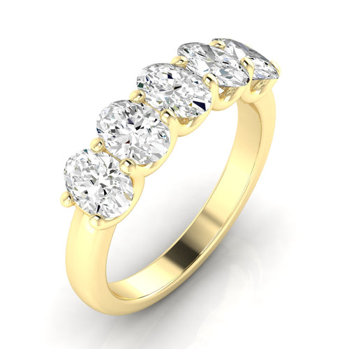 14 Karat Five- Stone U Shaped Oval Lab Grown Diamond Ring(F+Color -VS+ Clarity)