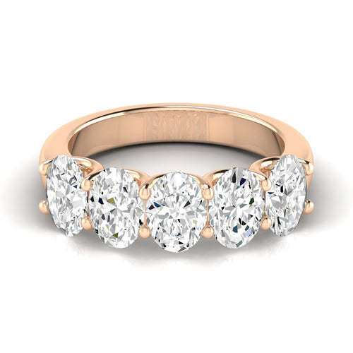 14 Karat Five- Stone U Shaped Oval Lab Grown Diamond Ring(F+Color -VS+ Clarity)