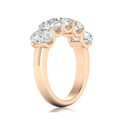 14 Karat Five- Stone U Shaped Oval Lab Grown Diamond Ring(F+Color -VS+ Clarity)