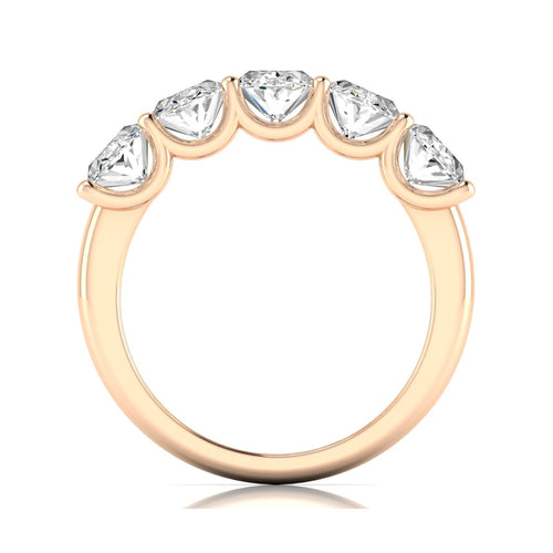 14 Karat Five- Stone U Shaped Oval Lab Grown Diamond Ring(F+Color -VS+ Clarity)