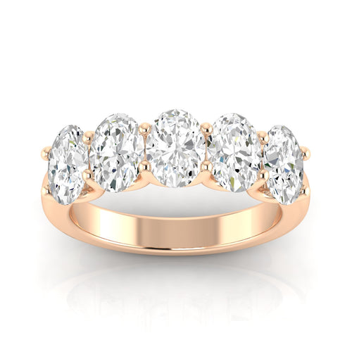 14 Karat Five- Stone U Shaped Oval Lab Grown Diamond Ring(F+Color -VS+ Clarity)