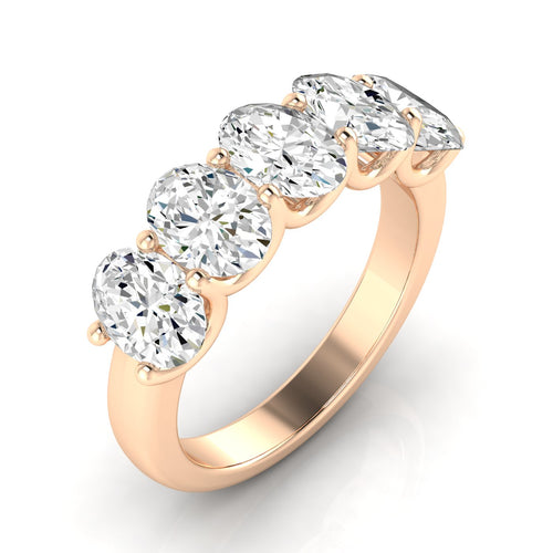 14 Karat Five- Stone U Shaped Oval Lab Grown Diamond Ring(F+Color -VS+ Clarity)