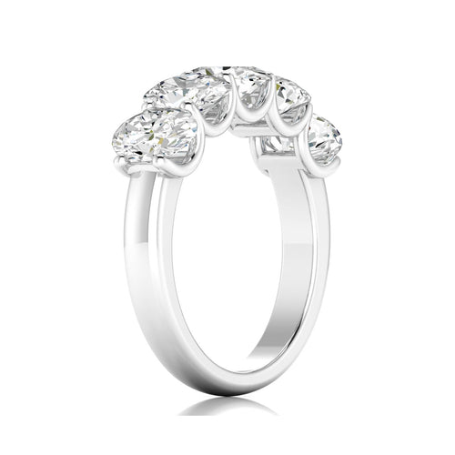 14 Karat Five- Stone U Shaped Oval Lab Grown Diamond Ring(F+Color -VS+ Clarity)