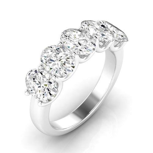 14 Karat Five- Stone U Shaped Oval Lab Grown Diamond Ring(F+Color -VS+ Clarity)