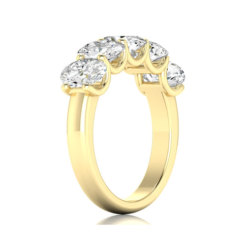 14 Karat Five- Stone U Shaped Oval Lab Grown Diamond Ring(F+Color -VS+ Clarity)