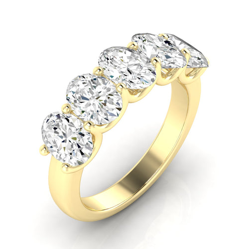 14 Karat Five- Stone U Shaped Oval Lab Grown Diamond Ring(F+Color -VS+ Clarity)