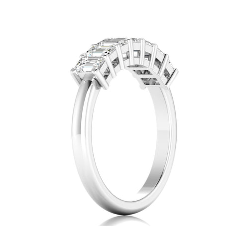 Lab Grown 7 - Stone Emerald-Cut Diamond Ring F+Color VS+ Clarity)