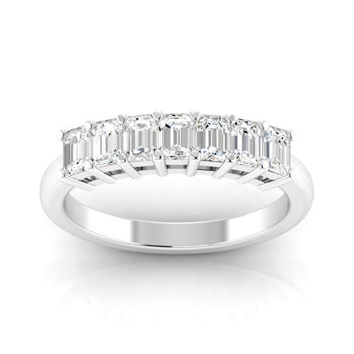 Lab Grown 7 - Stone Emerald-Cut Diamond Ring F+Color VS+ Clarity)