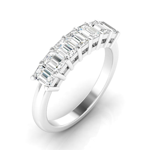 Lab Grown 7 - Stone Emerald-Cut Diamond Ring F+Color VS+ Clarity)