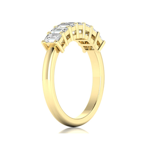 Lab Grown 7 - Stone Emerald-Cut Diamond Ring F+Color VS+ Clarity)