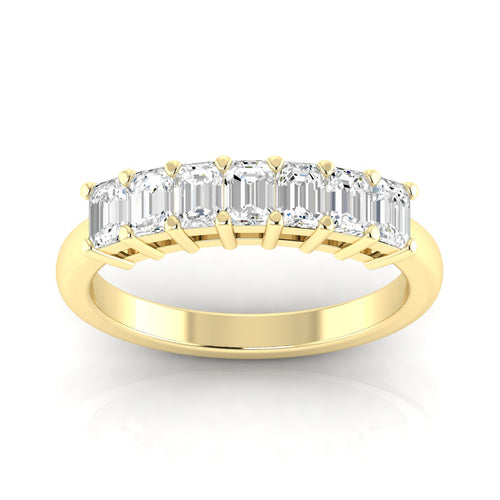 Lab Grown 7 - Stone Emerald-Cut Diamond Ring F+Color VS+ Clarity)