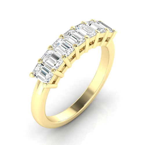 Lab Grown 7 - Stone Emerald-Cut Diamond Ring F+Color VS+ Clarity)